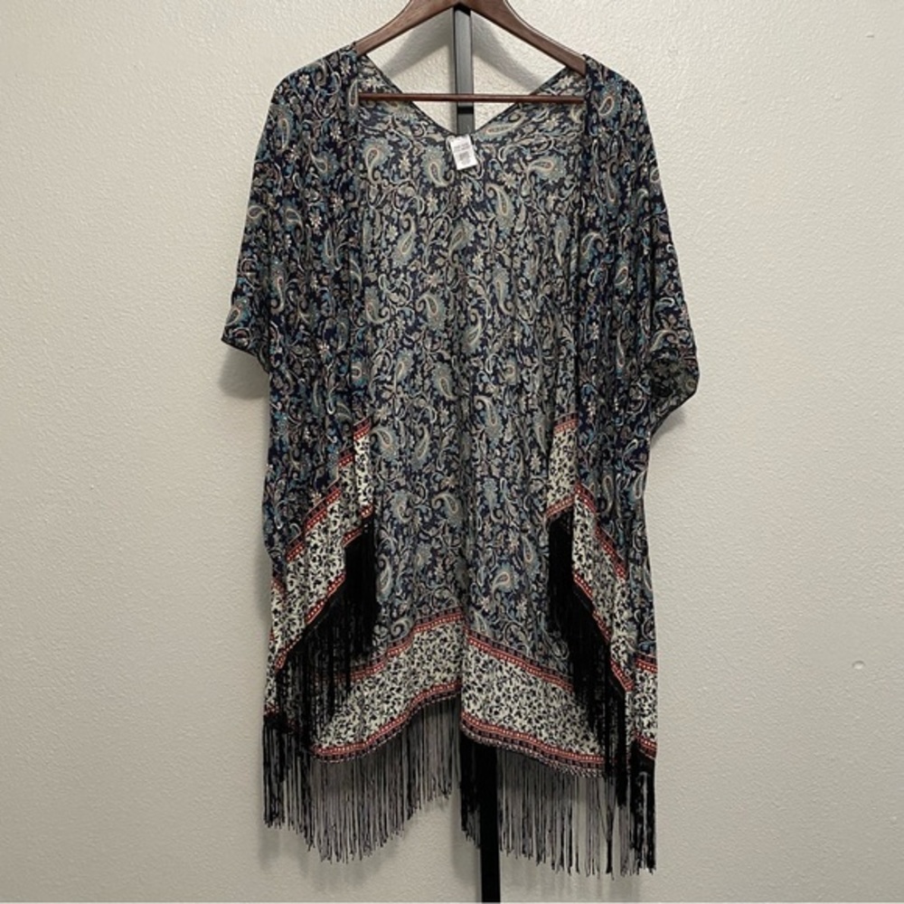 Whimsical Boho‎ Fringe Festival Duster Shawl Cardigan Indie Retro Hippie